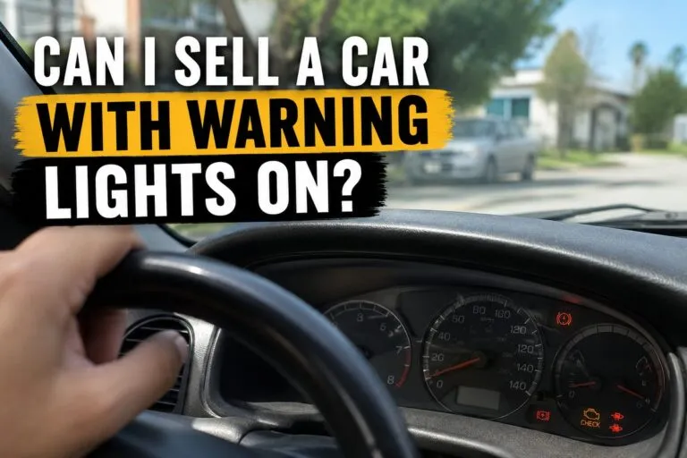 Car dashboard with warning lights on while selling a used car to Sell My Car SoCal.