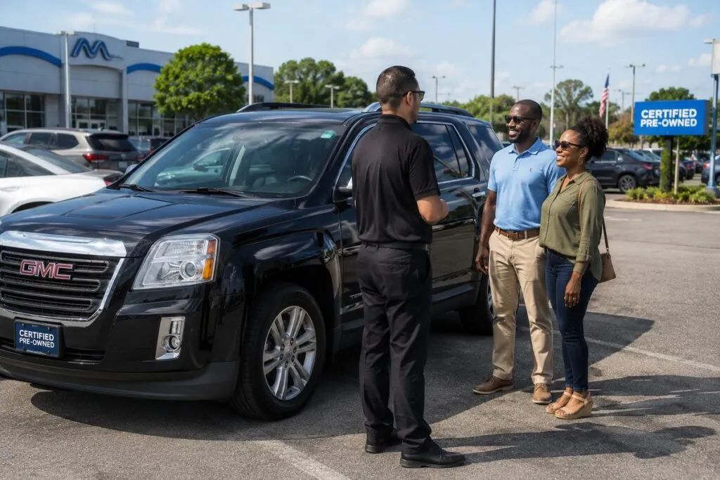 SUV seller speaking with a Sell My Car SoCal representative about an easy cash-for-SUV sale in Southern California.