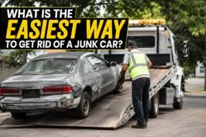 Junk car being loaded onto a tow truck for removal by Sell My Car SoCal.